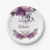Assiettes En Carton Plaques de papier mariage à fleurs violette (Devant)