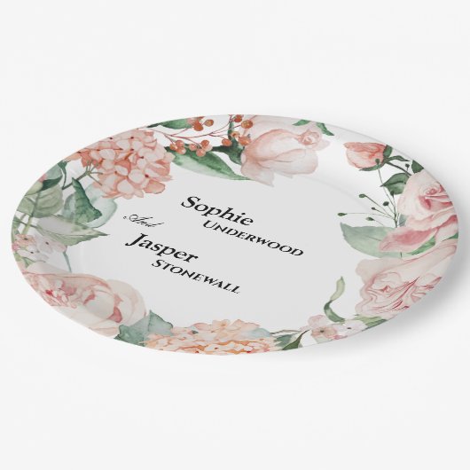 Assiettes En Carton Plaques de papier Mariage blanc flou (Angle)