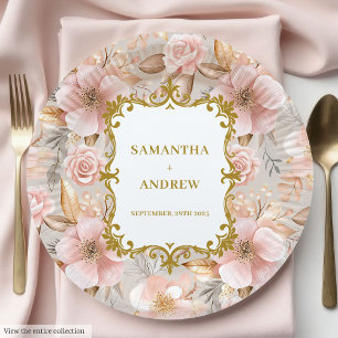 Assiettes En Carton Plaques de papier Mariage Blush Gold