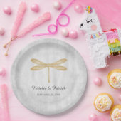 Assiettes En Carton Plaques de papier Mariage de libellules d'or (Fête)