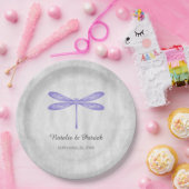 Assiettes En Carton Plaques de papier Mariage de libellules violettes (Fête)