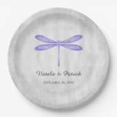 Assiettes En Carton Plaques de papier Mariage de libellules violettes (Devant)