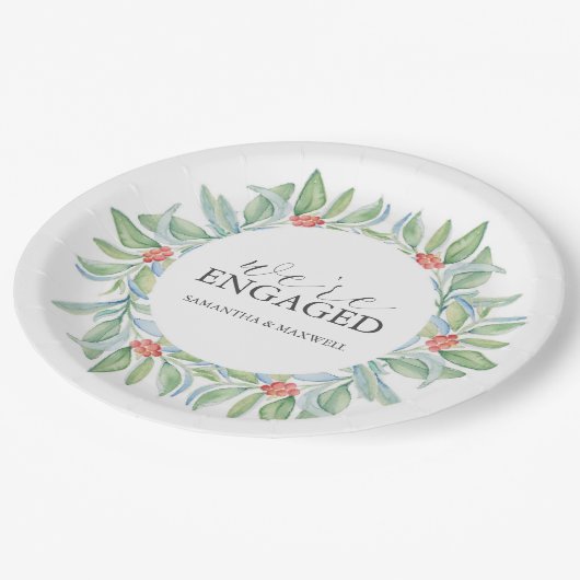 Assiettes En Carton Plaques de papier Mariage de Noël Aquarelle Wreath (Angle)