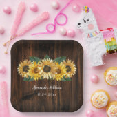 Assiettes En Carton Plaques de papier Mariage de tournesol rustique (Fête)