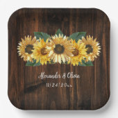 Assiettes En Carton Plaques de papier Mariage de tournesol rustique (Recto)