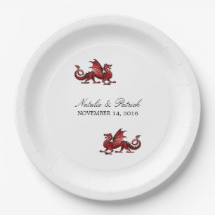Assiettes En Carton Plaques de papier Mariage Dragon Rouge