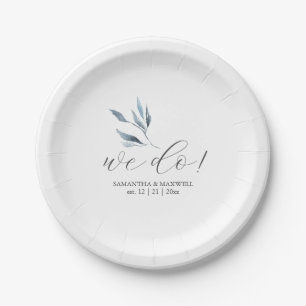 Assiettes En Carton Plaques de papier mariage Dusty Bleu Botaniques