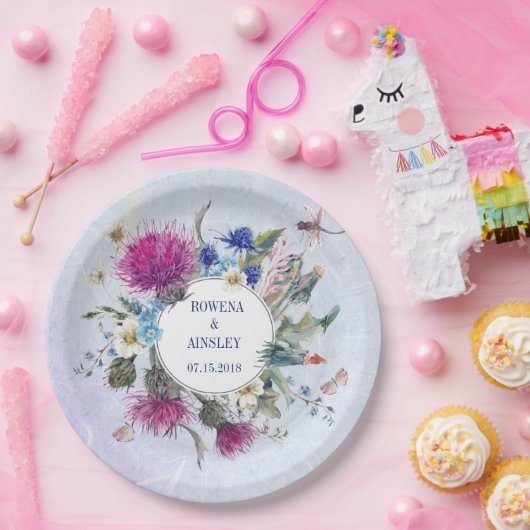 Assiettes En Carton Plaques de papier Mariage écossaise à chardon (Fête)