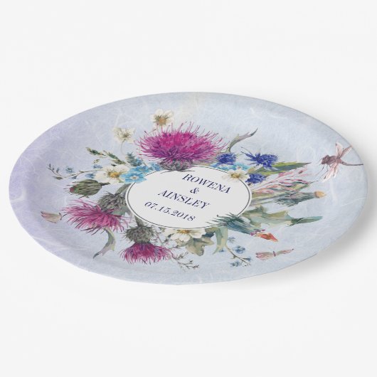 Assiettes En Carton Plaques de papier Mariage écossaise à chardon (Angle)