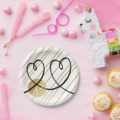 Assiettes En Carton Plaques de papier Mariage Élégant Or et Coeurs Noi (Fête)