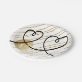 Assiettes En Carton Plaques de papier Mariage Élégant Or et Coeurs Noi (Angle)