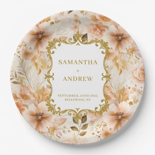 Assiettes En Carton Plaques de papier Mariage en or brillant (Devant)