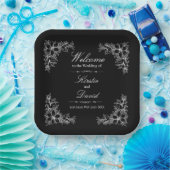 Assiettes En Carton Plaques de papier Mariage Floral Orné Blanc (Fête)