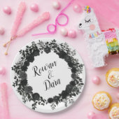 Assiettes En Carton Plaques de papier Mariage gothique Rose blanc et n (Fête)