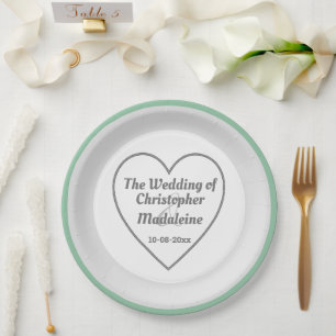 Assiettes En Carton Plaques de papier Mariage gris argent et blanc sim
