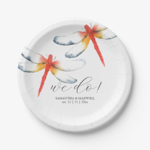 Assiettes En Carton Plaques de papier mariage libellule rouge