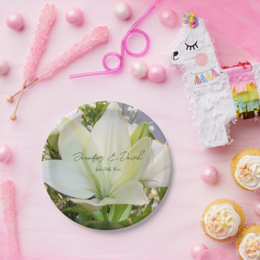 Assiettes En Carton Plaques de papier Mariage Lily (Fête)