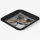 Assiettes En Carton Plaques de papier mariage noir et blanc (Angulaire)