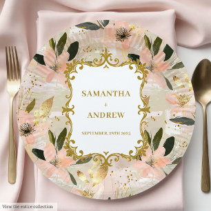 Assiettes En Carton Plaques de papier Mariage or Brousset