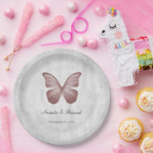 Assiettes En Carton Plaques de papier Mariage papillon rose (Fête)