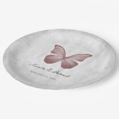Assiettes En Carton Plaques de papier Mariage papillon rose (Angle)
