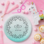 Assiettes En Carton Plaques de papier Mariage personnalisées turquoise (Fête)