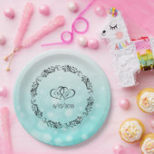 Assiettes En Carton Plaques de papier Mariage personnalisées turquoise (Fête)