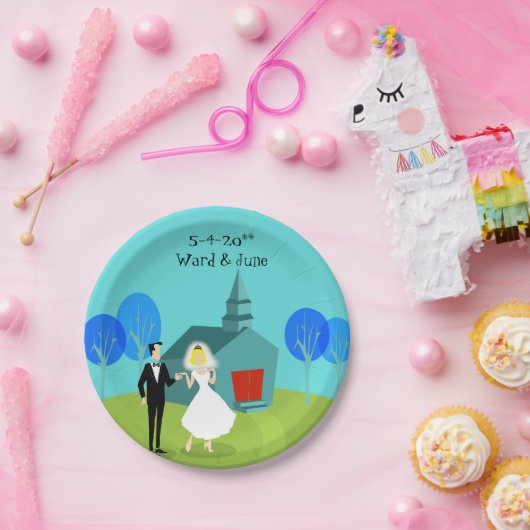 Assiettes En Carton Plaques de papier Mariage rétro personnalisables (Fête)