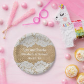 Assiettes En Carton Plaques de papier Mariage Rustique Burlap & White (Fête)