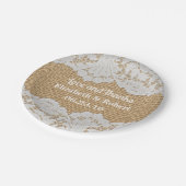 Assiettes En Carton Plaques de papier Mariage Rustique Burlap & White (Angle)