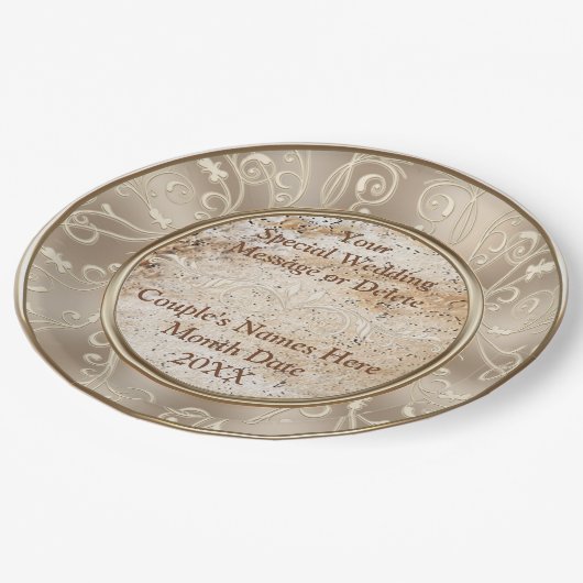 Assiettes En Carton Plaques de papier Mariage rustique personnalisées (Angle)