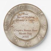 Assiettes En Carton Plaques de papier Mariage rustique personnalisées (Devant)