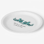 Assiettes En Carton Plaques de papier Mariage turquoise Élégant Dragon (Angle)