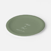 Assiettes En Carton Plaques de papier Mariage Vert Sage élégant (Angle)