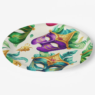 Assiettes En Carton Plaques de papier Masque Mardi Gras