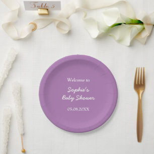 Assiettes En Carton Plaques de papier minimalistes violet doux baby sh