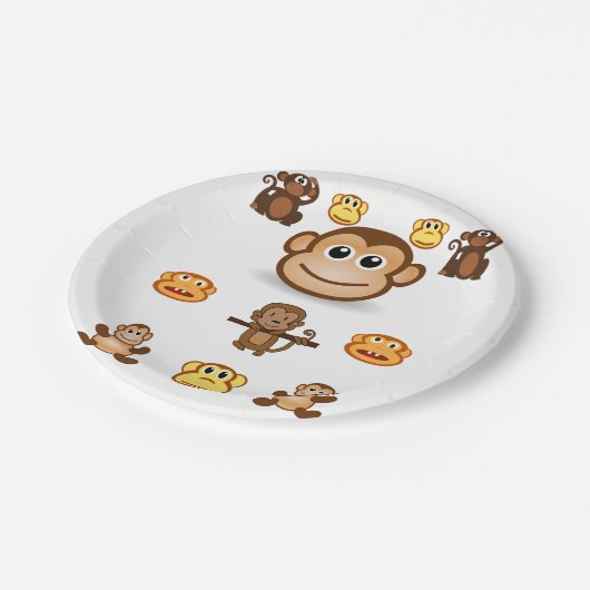 Assiettes En Carton Plaques de papier Monkeys (Angle)