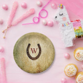 Assiettes En Carton Plaques de papier monogrammé en fer à cheval (Fête)