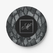 Assiettes En Carton Plaques de papier Monogramme en verre de mosaïque (Devant)