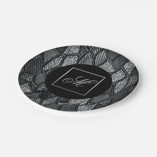Assiettes En Carton Plaques de papier Monogramme en verre de mosaïque (Angle)