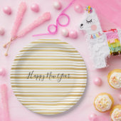 Assiettes En Carton Plaques de papier Motif à rayures or pour le Nouve (Fête)