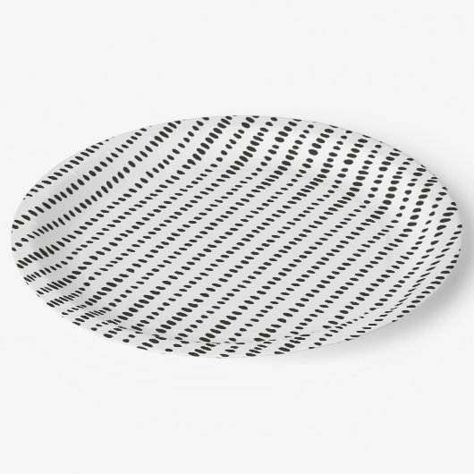 Assiettes En Carton Plaques de papier Motif Abstrait, noir et blanc (Angle)