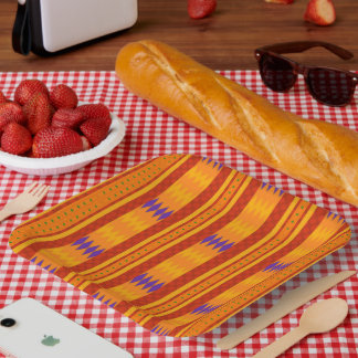 Assiettes En Carton Plaques de papier Motif Afrocentré Kente coloré