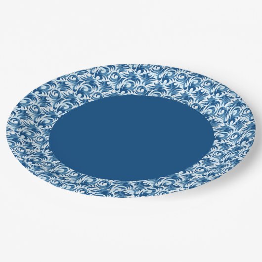 Assiettes En Carton Plaques de papier Motif blanc et bleu (Angle)