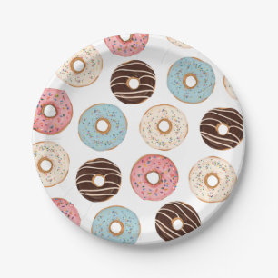 Assiettes En Carton Plaques de papier Motif d'anniversaire de Donut