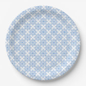 Assiettes En Carton Plaques de papier Motif de flocons de neige bleu c (Devant)
