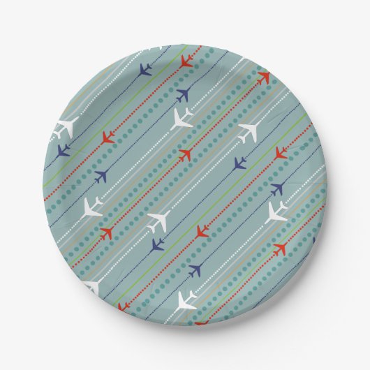 Assiettes En Carton Plaques de papier Motif Retro Avion (Devant)