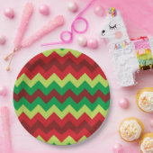 Assiettes En Carton Plaques de papier motif rouge vert chevron (Fête)
