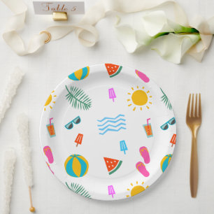 Assiettes En Carton Plaques de papier Motif Summer Beach