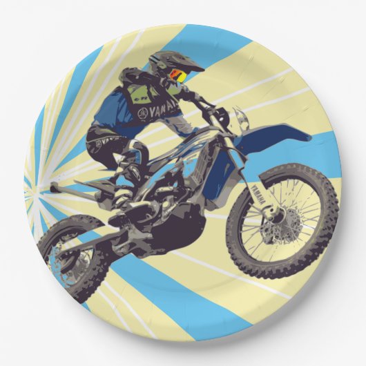 Assiettes En Carton Plaques de papier Motorcross Rider 9 po (Devant)